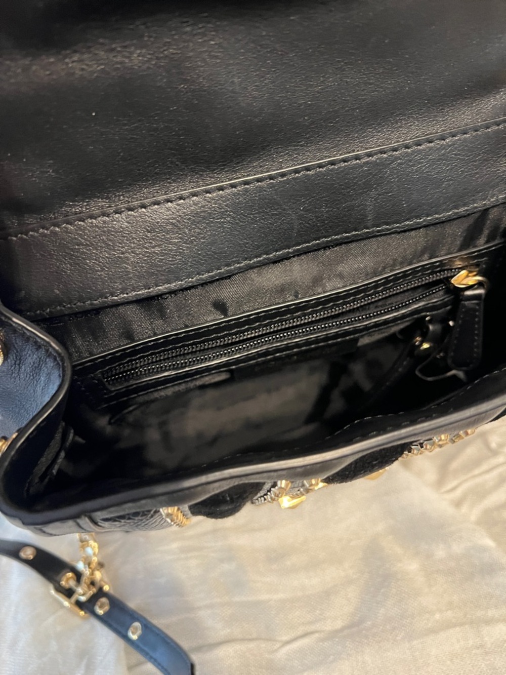 Michael Kors Whitney black leather & suede backpack with gold studded front. - Picture 4 of 5